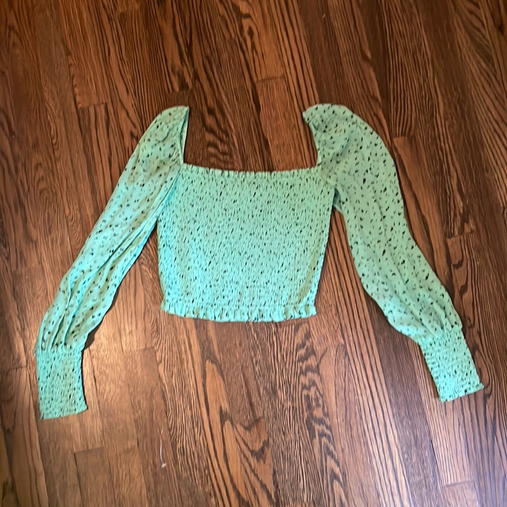 Little Moon Green Long Sleeve Blouse